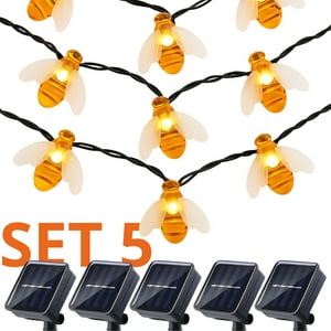 Genérico - Set 5 Guirnalda Solar Abejas Calida Led Decoracion 5 Metros