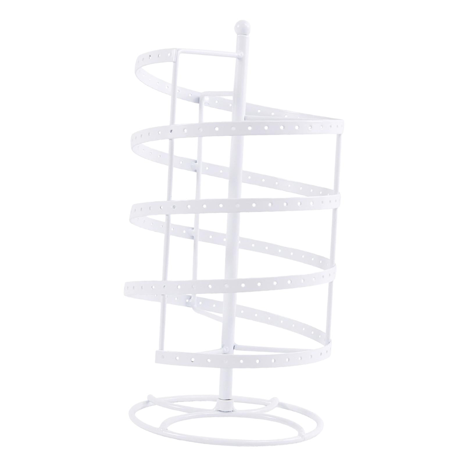 Magideal - Organizador De Joyas Organizador De Aretes De Metal Estante De Exhibición De Joyas Soporte Para Aretes Soporte Giratorio Construcción De Hierro Adecua Blanco