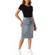 thumbnail image 2 of INSPIRE CHIC Falda de Mezclilla de Cintura Alta para Mujer Falda de Jean de Largo a la Rodilla con Dobladillo Deshilachado y Bolsillos Gris Azul XL, 2 of 6