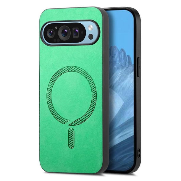 Magnetic Slim Case for Google Pixel 9 Pro with Camera Guard & Anti-Scratch Back Green