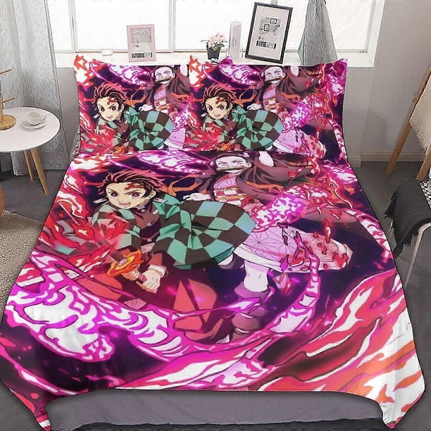 Demon Slayer3-Piece Bedding Set Wa And Comfortable Soft Duvet Cover Bed Set
