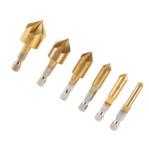 Ioensy - Juego De 6 Brocas Avellanadas Expandibles, Brocas De Chaflán De Cinco Filos Premium Para Madera