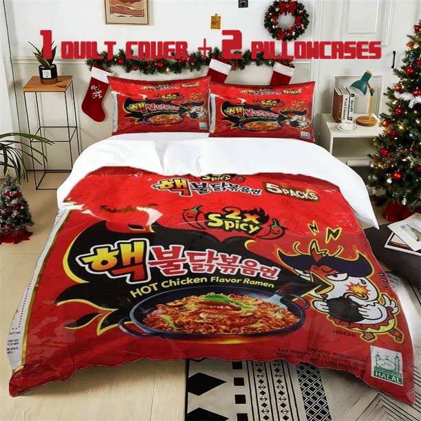 3pcs Sanyang Turkey Noodles Printed Bedding Set Soft Duvet Cover with 2 Pillowcases All Season Comfort