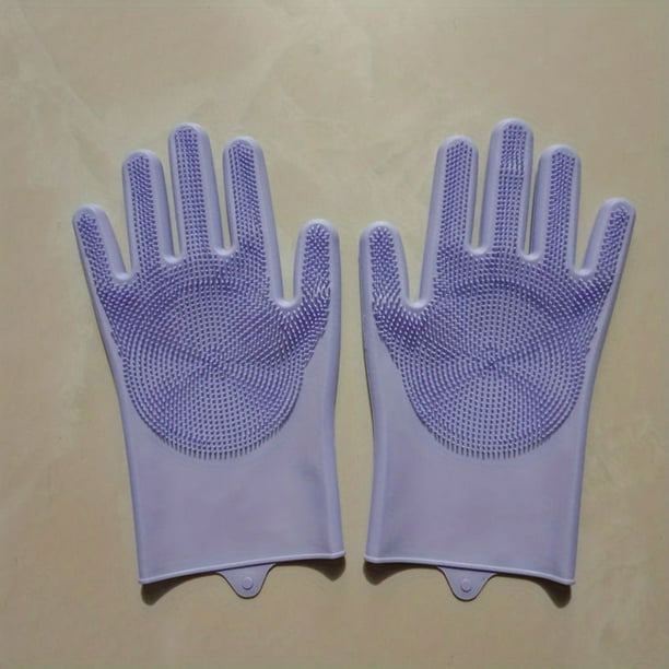 Effortlessly Clean Your Dishes with our Waterproof and Insulated Silicone Dishwashing Gloves - Includes Bonus Dishwashing Brush! Perfect for Housework Cleaning - 1 Pair