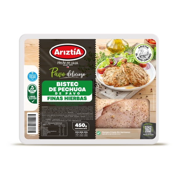 Bistec pechuga pavo finas hierbas 450GR, 450 g