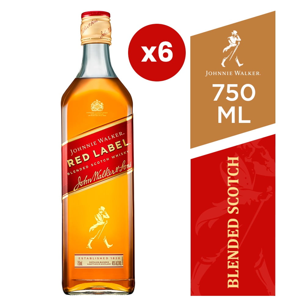 6X Whisky Red Label Botella 750Ml