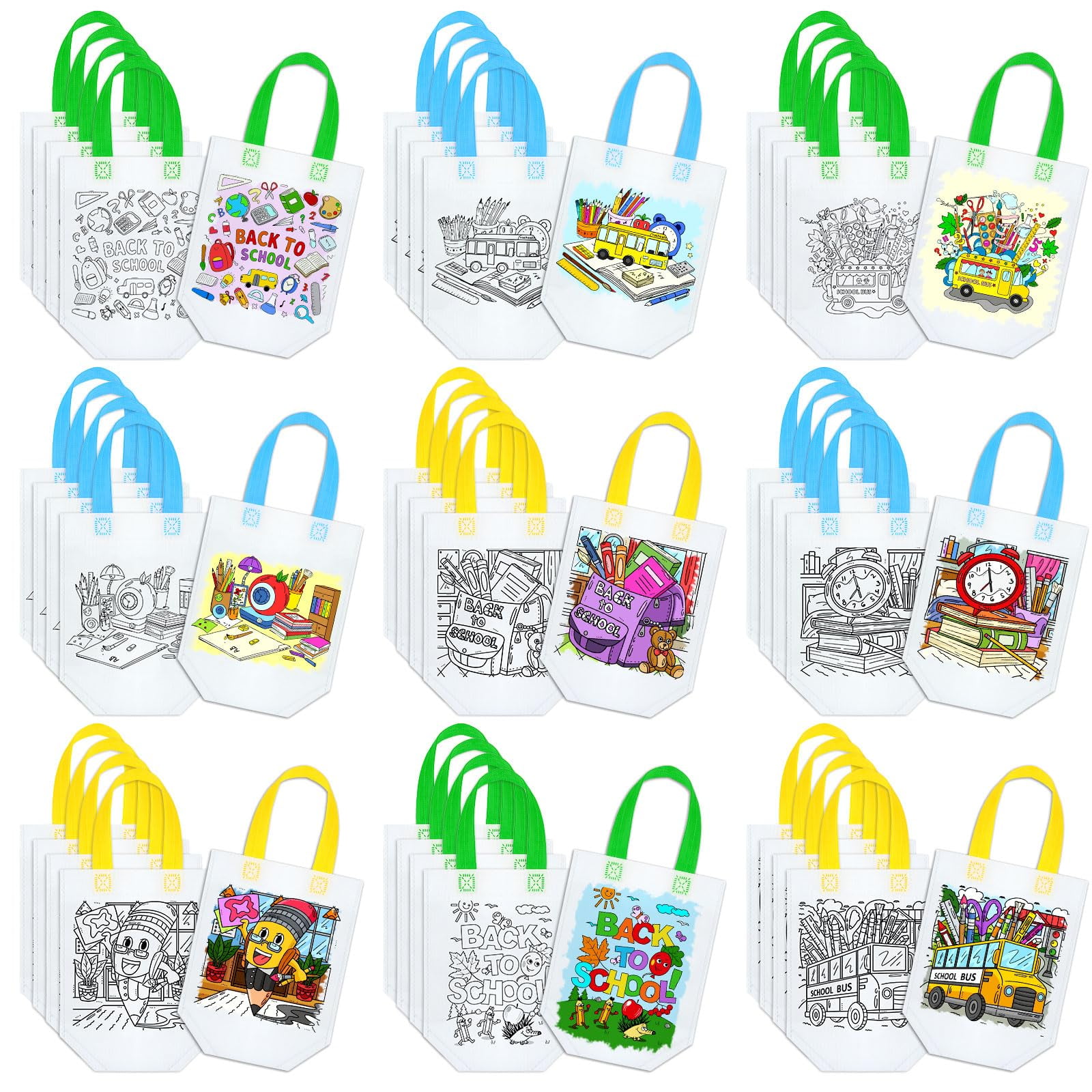 Bolsas Para Colorear Kacctyen Back To School, 45 Unidades, Para Niños
