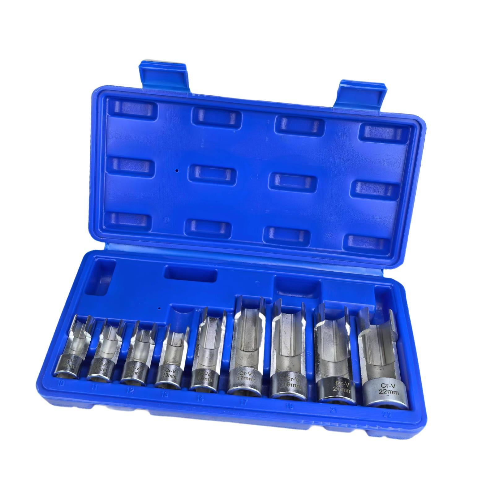 Magideal - 9 Piezas Juego De Sensores De Oxígeno Automotriz Llaves Para Extracción De Sensores Sockets De 1/2 Y 3/8 Pulgadas Kit De Remoción De Tuerca Material