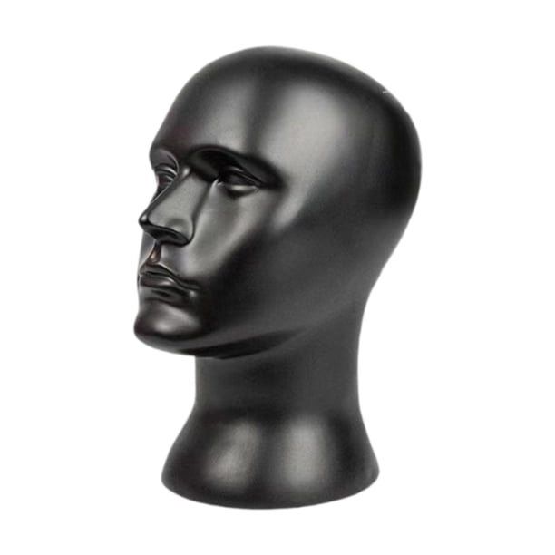 Maniquí Peluca de cabeza masculina, accesorios de belleza portátiles, cabeza de maniquí calva, soporte de exhibición para salón, centro comercial, gor Negro mate