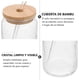 thumbnail image 5 of Pack 10 Vasos Lata de Vidrio con Tapa de Bambú y Bombilla 550ml, 5 of 8