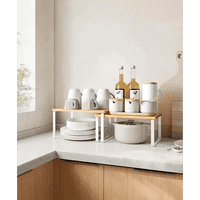 Venhoouse - Organizador De 2 Repisas Estante De Vajilla Y Loza Apilable