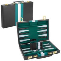 Set De Backgammon Reriver 2 Players Classic Con Funda De Piel Sintética Negra 11""