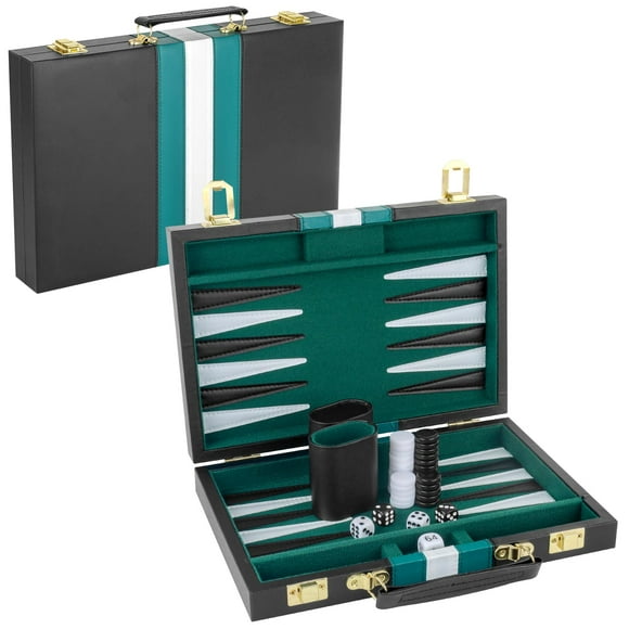 Set de Backgammon Reriver 2 Players Classic con Funda de Piel Sintética Negra 11"