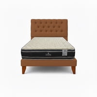 Vitelio - Cama Plaza Y Media Cafe + Colchon 28 Cm