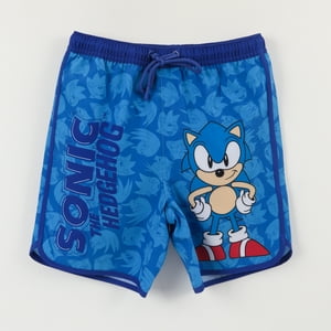 Traje De Baño Niño Azul Full Print Bolsillo Sonic