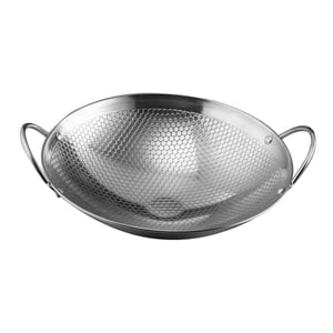 Magideal - Olla Wok De Doble Oreja, Utensilios De Cocina Wok De Acero Inoxidable, Sartén Antiadherente, Sartén Profunda Wok De Fondo Redondo Para Restaurante En 8 Pulgadas