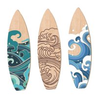 Bothyi - 3 Piezas De Decoración De Pared De Tabla De Surf De Madera Para Dormitorio Tropical, Bar Y Balcones.