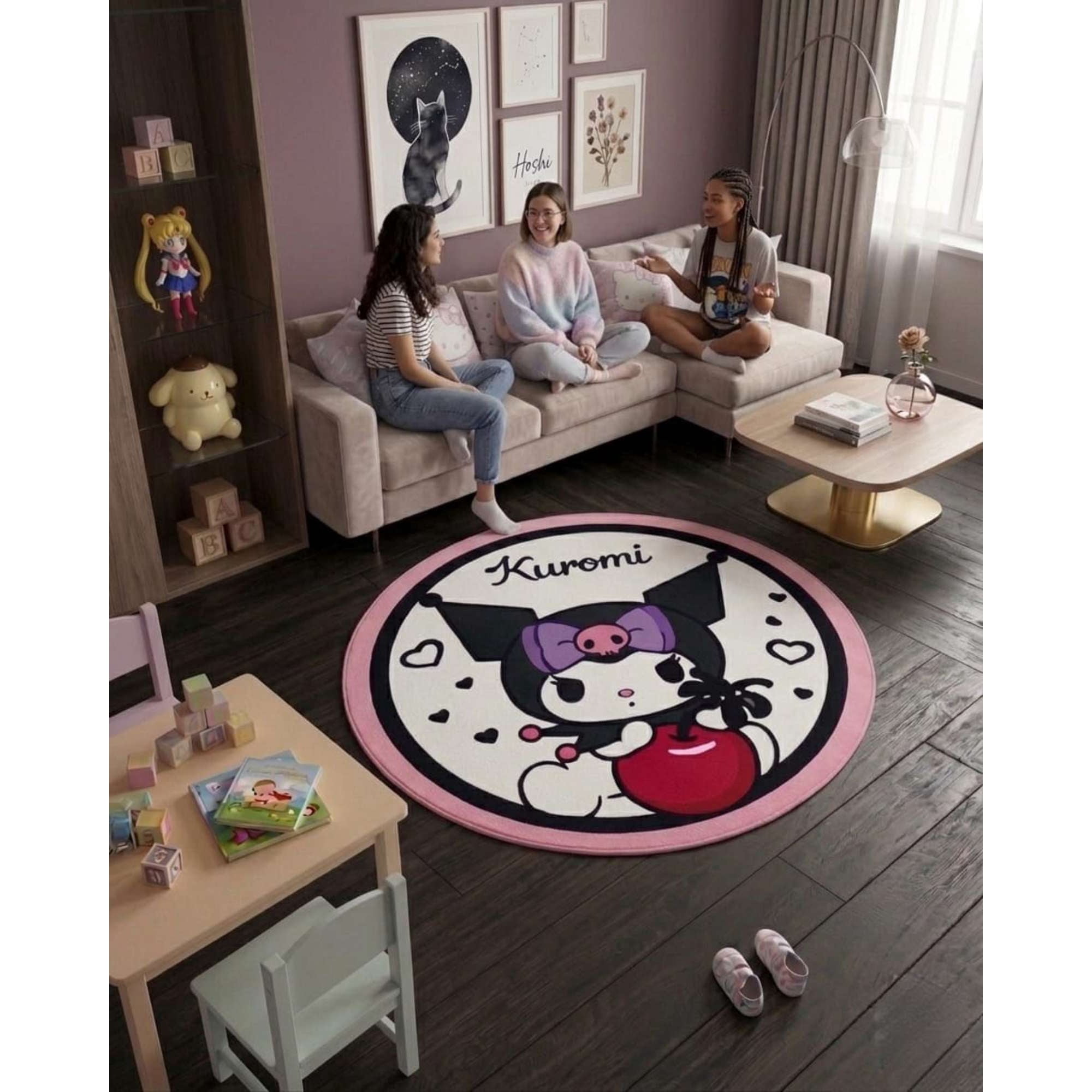 Mylhogar - Alfombra Circular Acolchada Infantil De 80cm De Kurumi