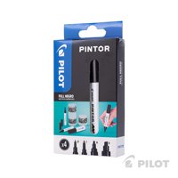 Pilot - Pintor Set 4 Puntas Negro: Extra Fina, Fina, Media Y Biselada.