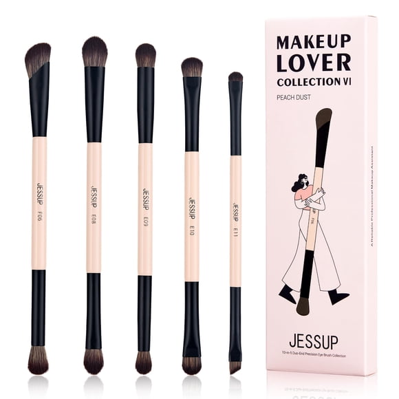 Brochas de maquillaje Jessup T509, 5 unidades, fibra vegana de doble punta