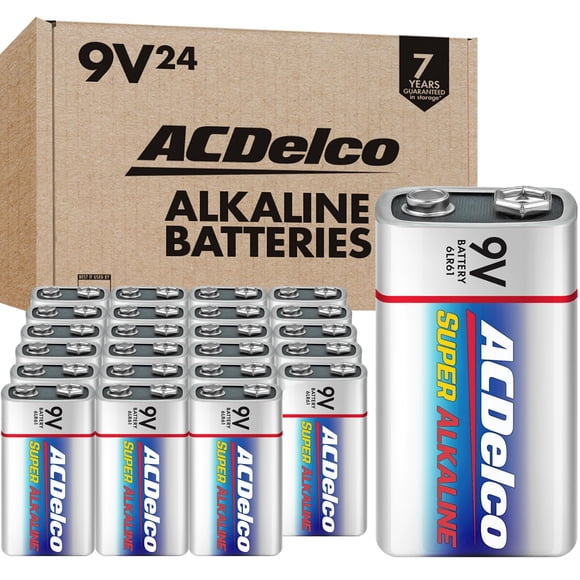 Batería ACDelco superalcalina de 9 V, paquete de 24, 7 años de vida útil