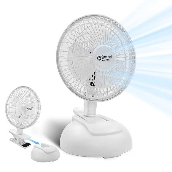 Ventilador de escritorio Comfort Zone CZ6XMWT, portátil, 15 cm, 2 velocidades, blanco