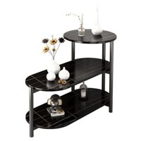 Click Ventas - Mesa Auxiliar De Lujo De 3 Niveles Mesa De Centro Decorativa Negro