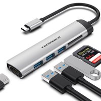 Hub Usb C Yocowoco 6 En 1 Con Hdmi 4K, 3 Usb 3.0, Lector De Tarjetas Sd/Tf