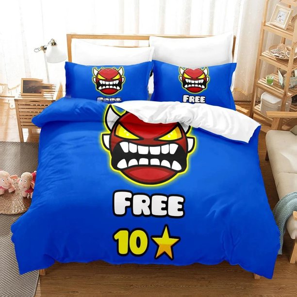 Geometry Dash Bedding Set Duvet Cover Comforter Bed Set Quilt Cover Pillowcase Boys Girls Adults