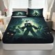 thumbnail image 1 of Gamer Pixel Adventure Fitted Sheet Three Piece Set Gaming Theme, Digital Blocks Bedding Set, Mattress Protector Soft, Breathable, 1 of 1