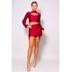 thumbnail image 3 of Conjunto de Blusa de Cuello Alto con Abertura Frontal y Manga Larga Abullonada y Minifalda con Liga Fruncida en los Laterales, 3 of 5