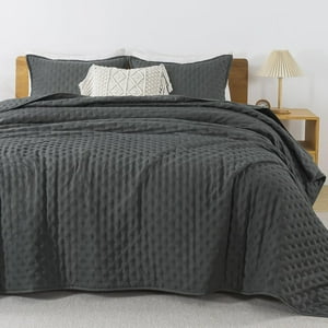 Aura Zeus - Cubrecama Quilt + Fundas De Almohada Cobertores Acolchado Gris King Az