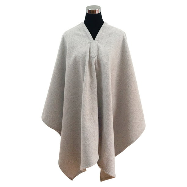 Poncho Melton Lana 100% - Largo - Gris Claro
