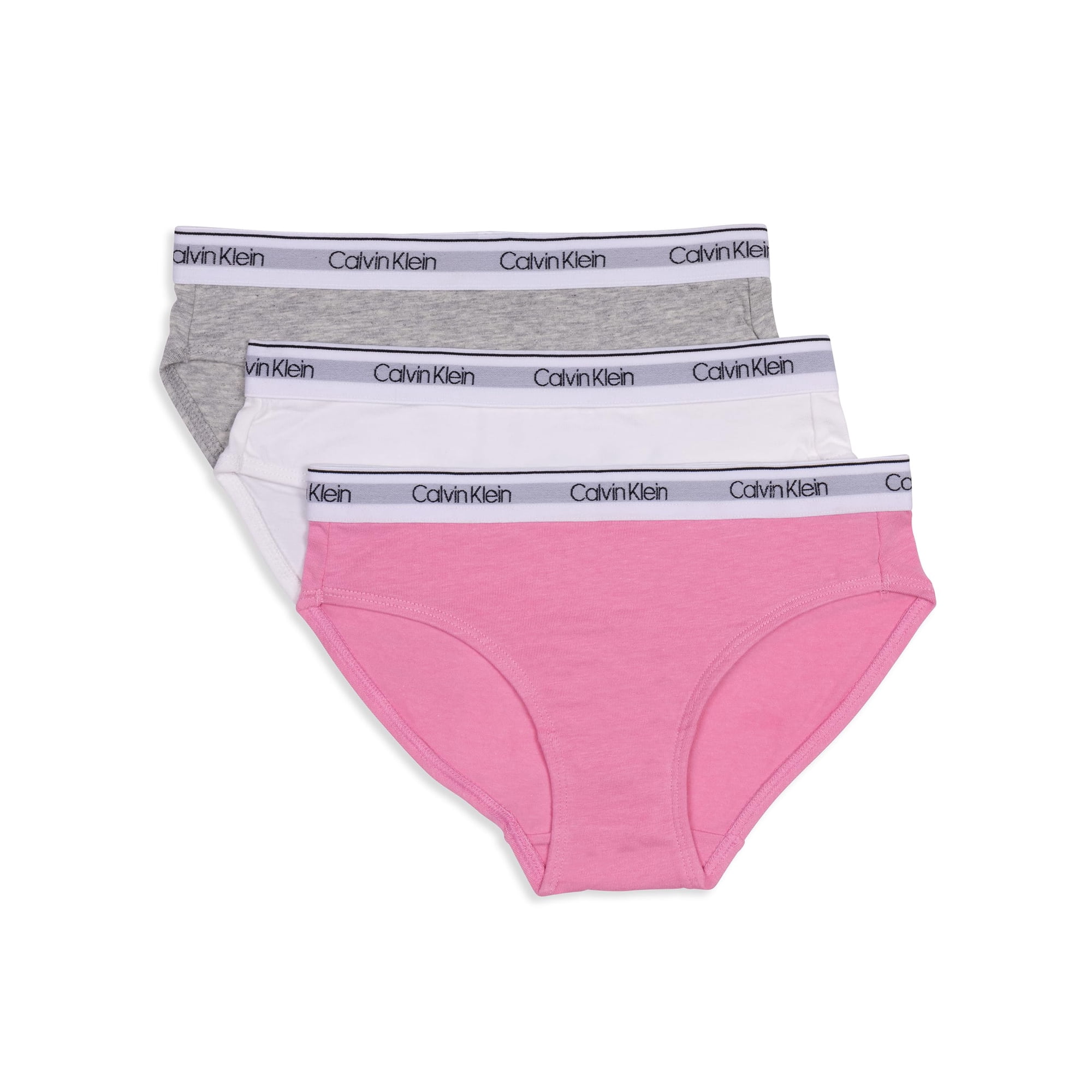 Braguitas De Bikini Calvin Klein De Algodón Moderno Para Niñas, Paquete De 3