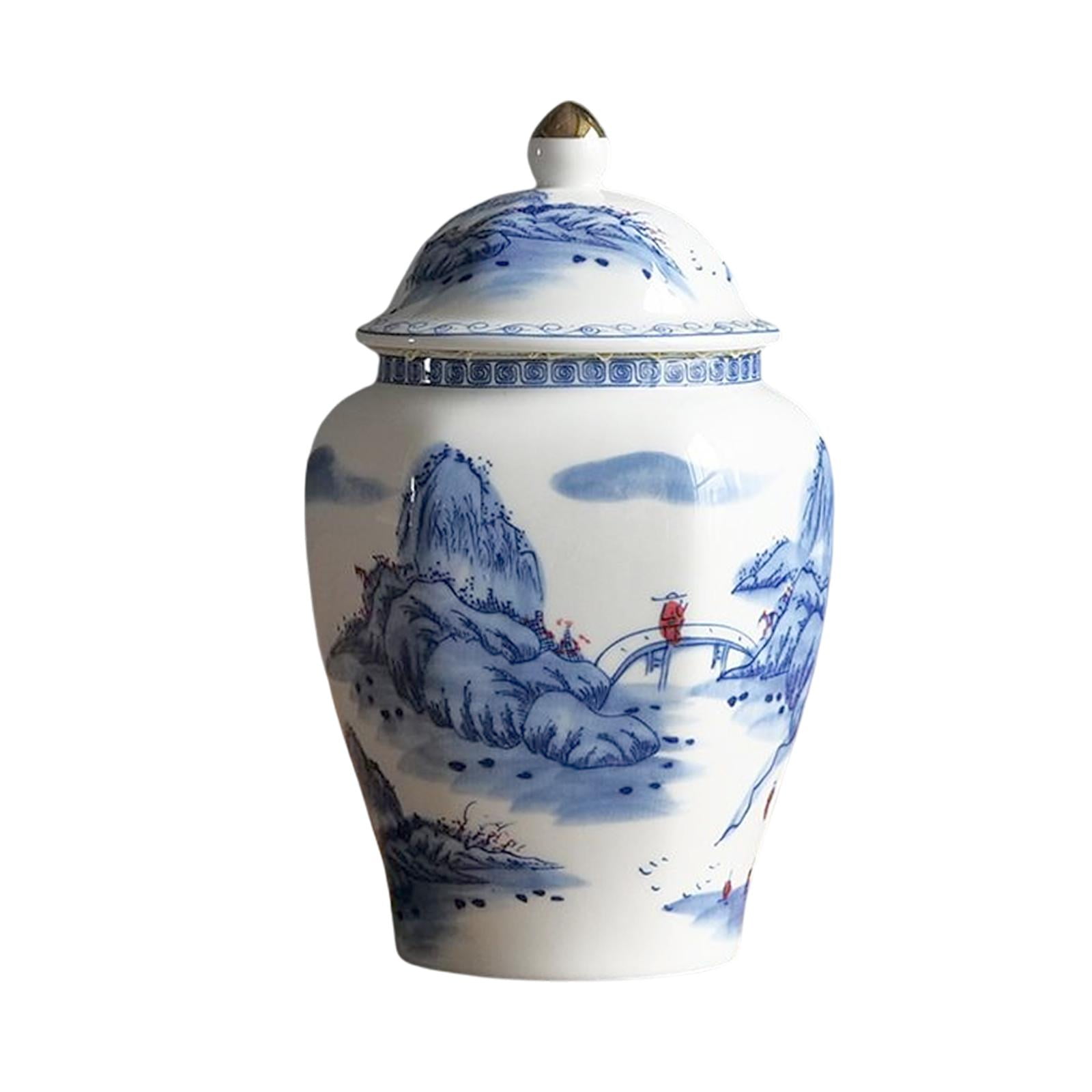 Bothyi - Tarro De Té De Cerámica Porcelana Blanca Azul Con Tapa Para Comedor Oficina Estilo De Boda A