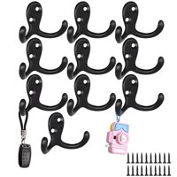 Genérica - 10 Piezas Ganchos Perchero Acero Inox Doble Colgador Pared Negro