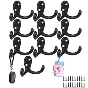 Genérica - 10 Piezas Ganchos Perchero Acero Inox Doble Colgador Pared Negro