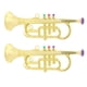 thumbnail image 5 of Instrumento de viento de cuerno de trompeta de plástico para ni?os de 2 piezas con 3 teclas doradas, 5 of 6