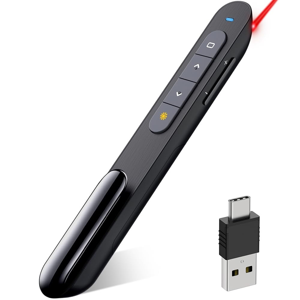 Presentador Inalámbrico Dinofire Usb-c Clicker Con Puntero Rojo