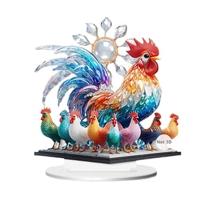 Magideal - Decoración De Mesa De Decoración Del Gallo 2D Letrero Plano Fácil Instalación Adorno Placa De Escritorio Para Gabinete De Restaurante De Esquina De Ch