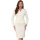 thumbnail image 1 of INSPIRE CHIC Traje de Mujer Conjunto de Regreso a Clases para Maestras Conjuntos de Negocios Blazer Sin Cuello con Peplum Traje Formal de Falda Lápiz Conjunto de 2 Piezas XL Blanco Crema, 1 of 6