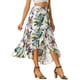 thumbnail image 4 of Falda de Mujer INSPIRE CHIC Estampado Floral Tropical Volante Nudo Autoadherente Abertura Playa Hawaiana Falda Cruzada Blanca M, 4 of 7