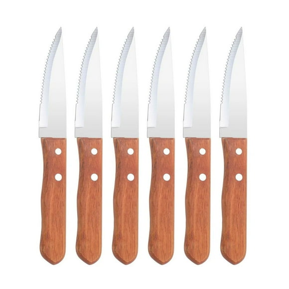 Set 6 Cuchillos Parrilleros de 22cm Acero Mango Madera