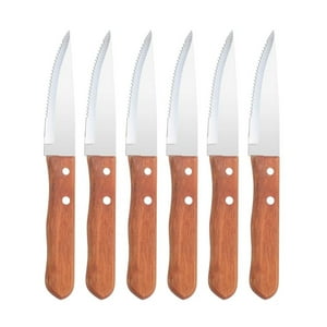 Fontina - Set 6 Cuchillos Parrilleros De 22Cm Acero Mango Madera