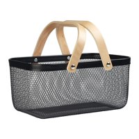 Bothyi - Cesta De Picnic Hueca De Metal, Cesta Hueca Para Viaje, Postre, Comedor, Color Negro