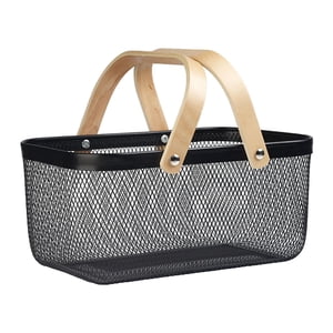 Bothyi - Cesta De Picnic Hueca De Metal, Cesta Hueca Para Viaje, Postre, Comedor, Color Negro