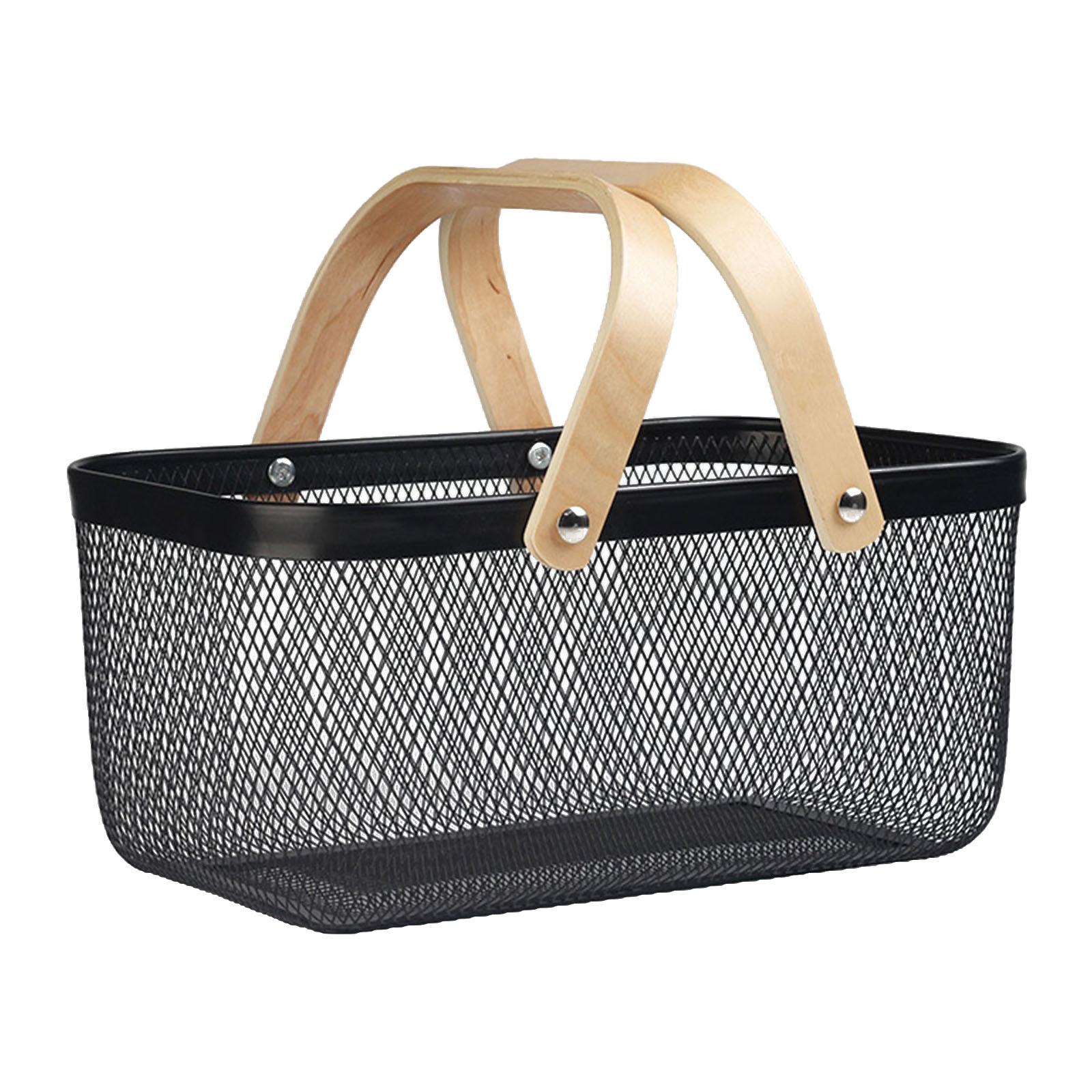 Bothyi - Cesta De Picnic Hueca De Metal, Cesta Hueca Para Viaje, Postre, Comedor, Color Negro