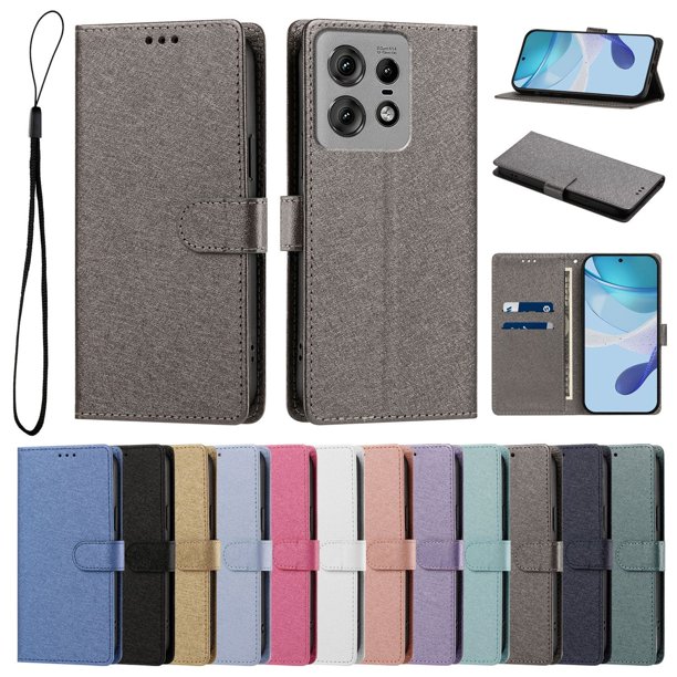 Cartera para Motorola Edge 50 Pro con Bolsillo de Tarjetas, Gris