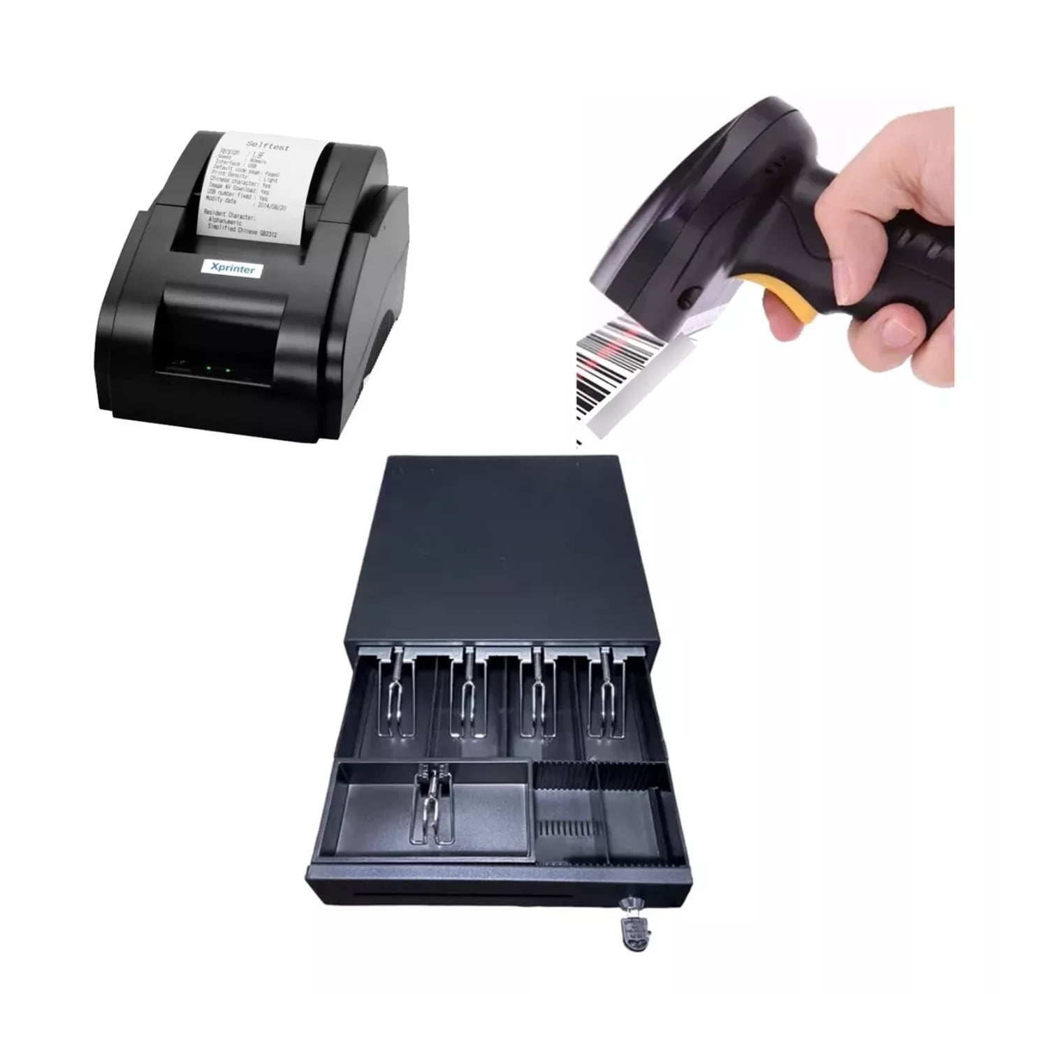 Importclick - Gaveta Dinero + Impresora 58mm Usb + Lector Código Barra