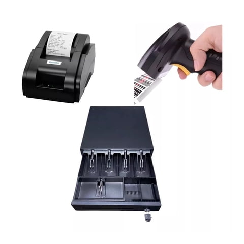 Importclick - Gaveta Dinero + Impresora 58Mm Usb + Lector Código Barra